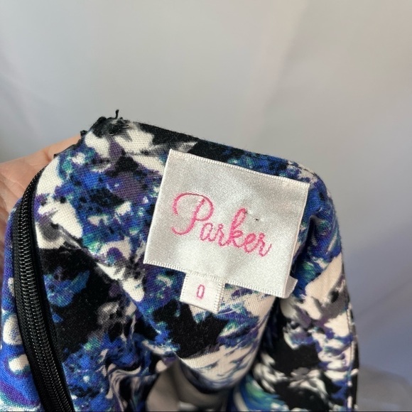 Parker Elora Blue & Black Floral Mini Skirt 0 - Picture 4 of 4